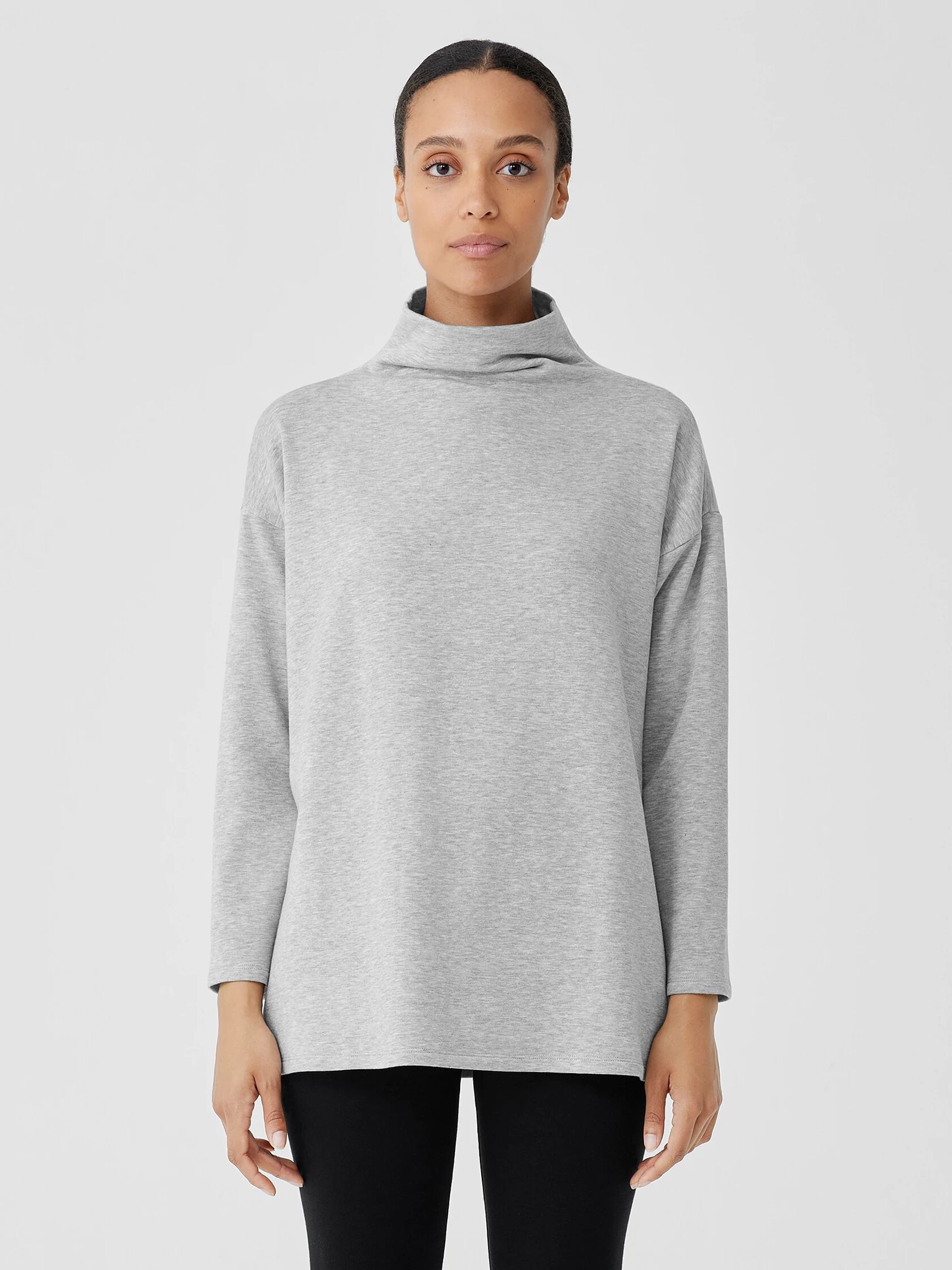Cozy Brushed Terry Hug Funnel Neck Top