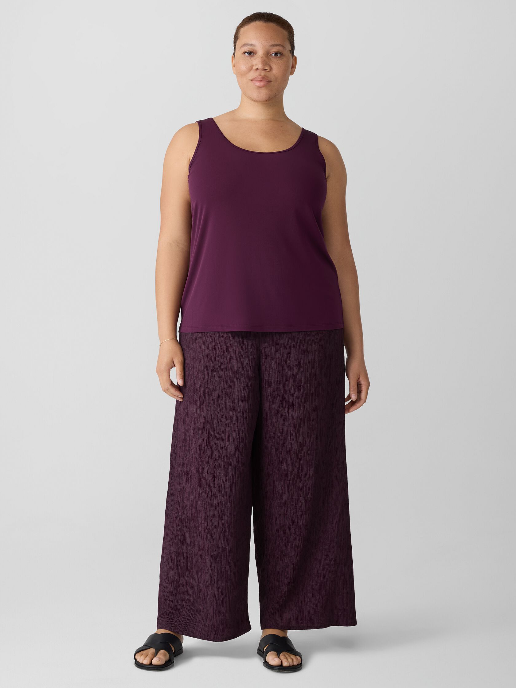 Stretch Silk Jersey Scoop Neck Tank