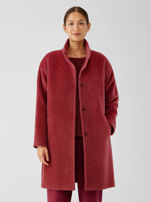 Sheared Suri Alpaca Stand Collar Coat