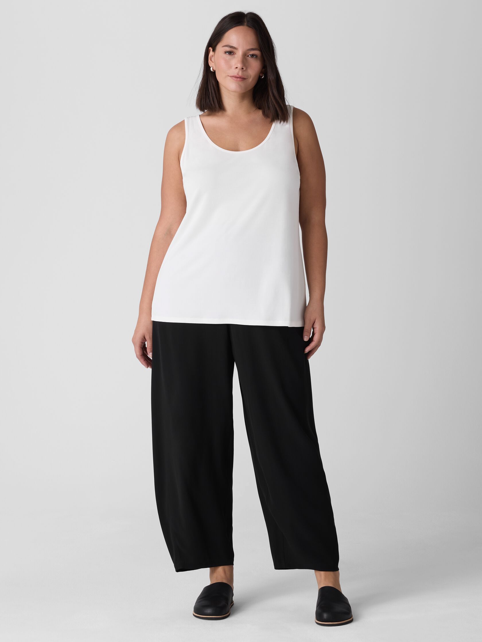 Stretch Silk Jersey Scoop Neck Tank