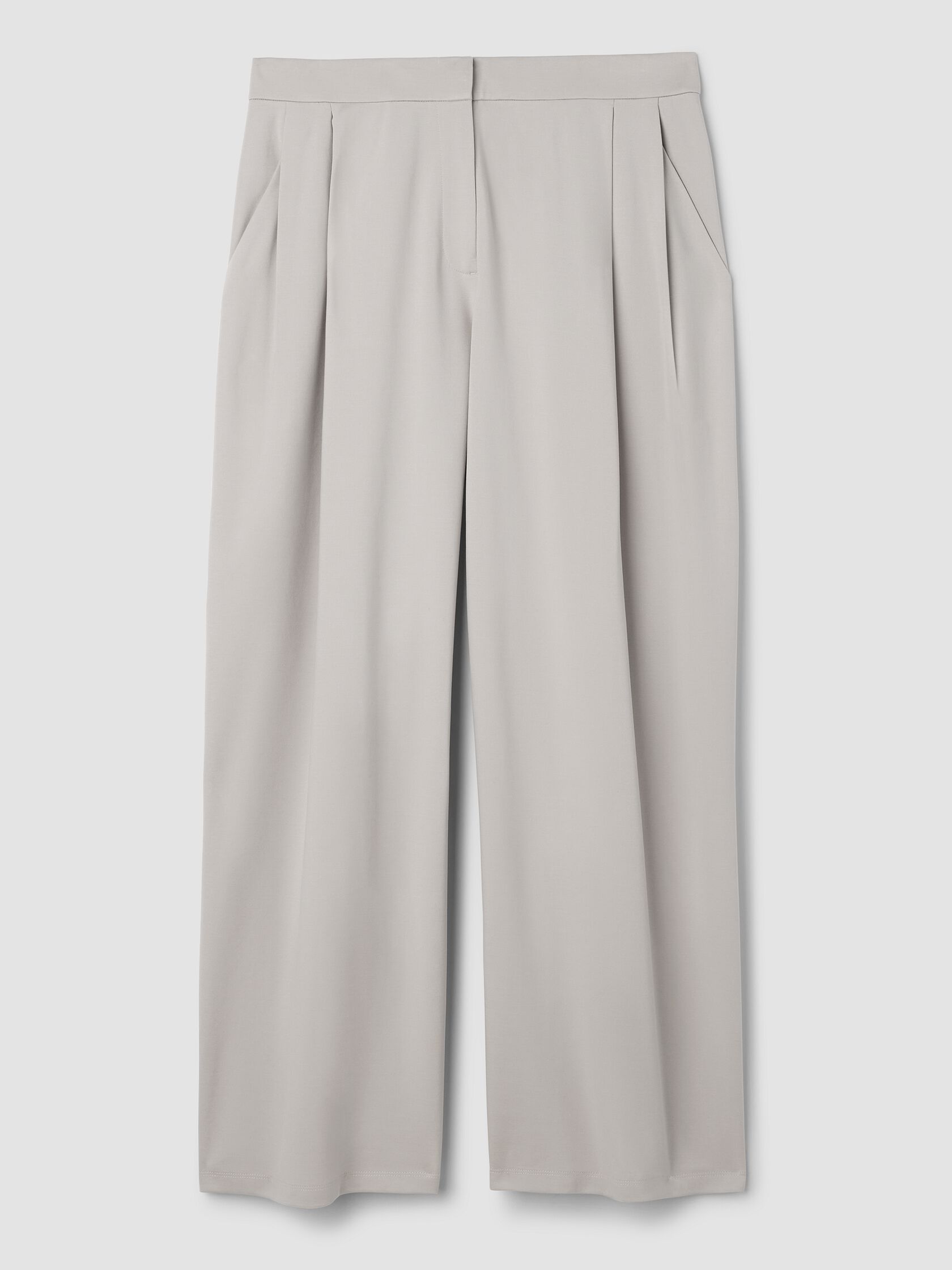 Lightweight Ponte Pleated Wide-Leg Pant