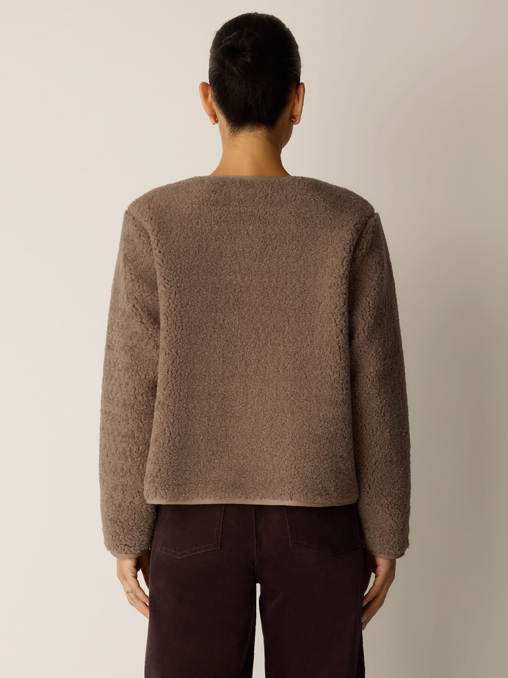 Wool Fluff Round Neck Jacket