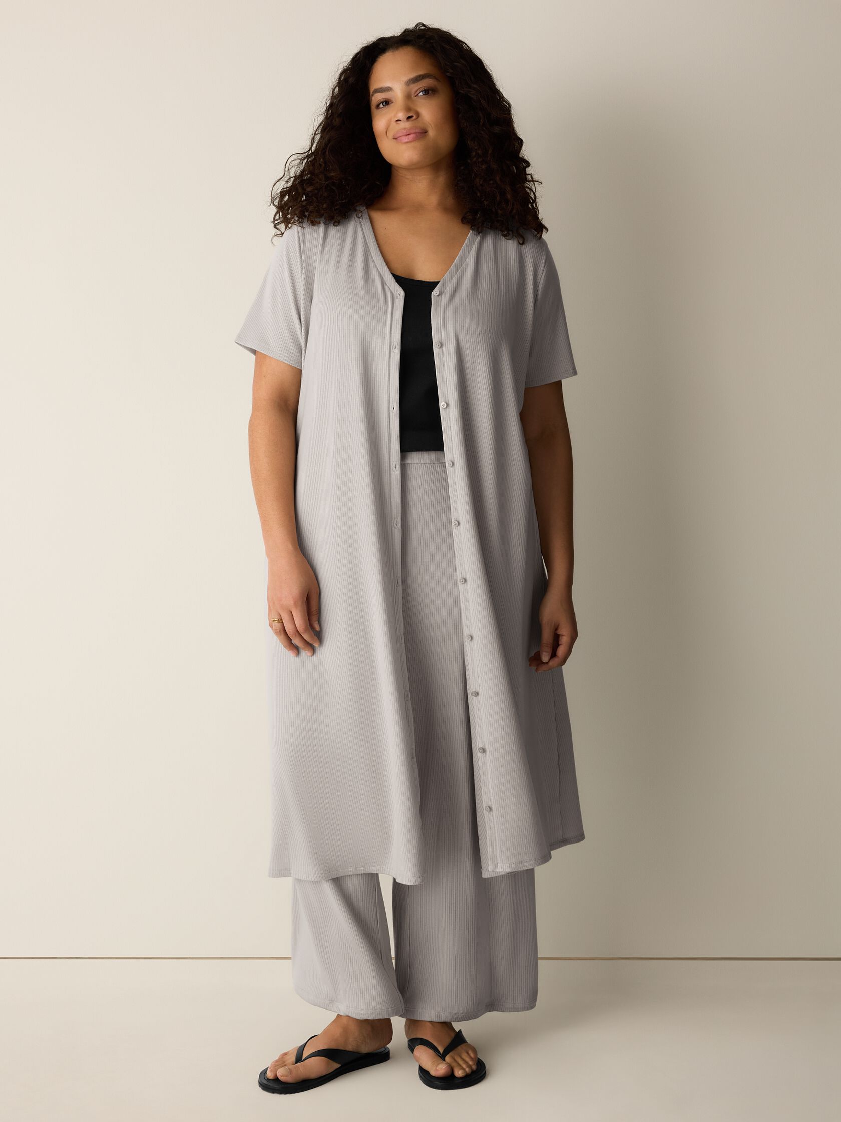 Ribbed Knit V-Neck Dress