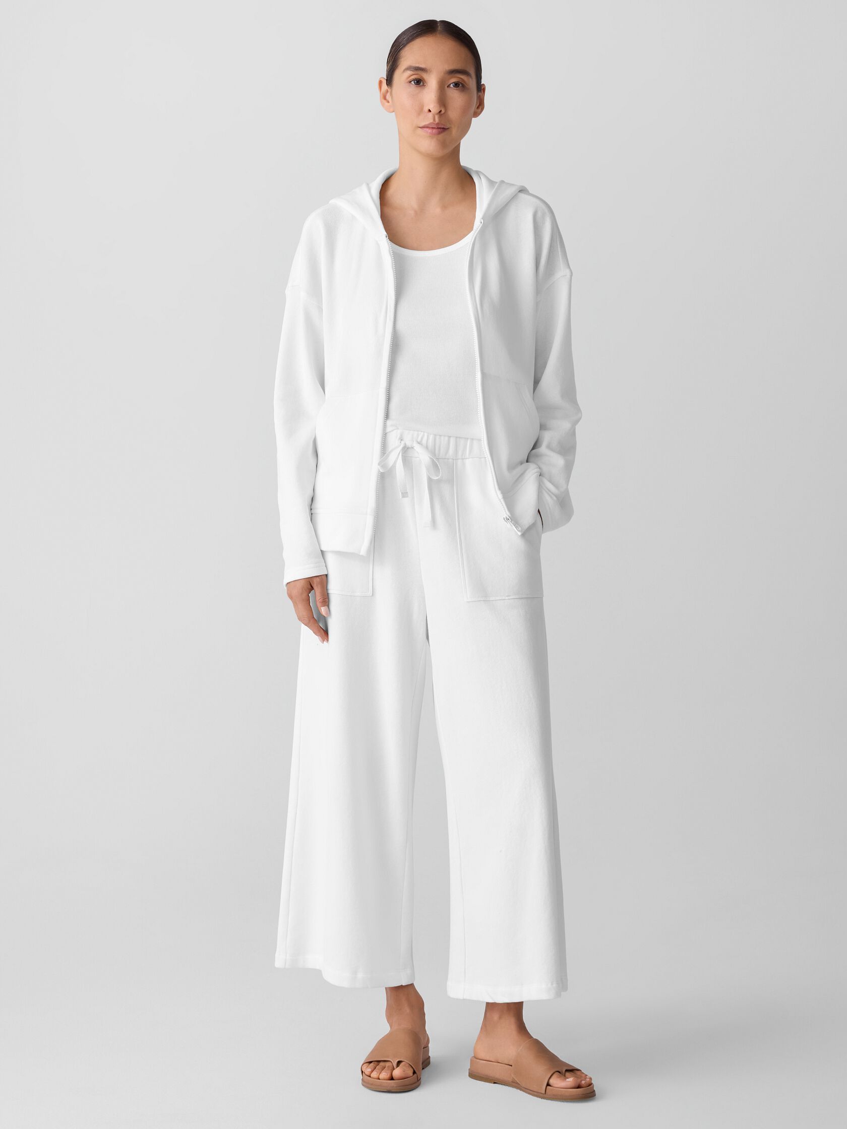 Lightweight Organic Cotton Terry Wide-Leg Pant