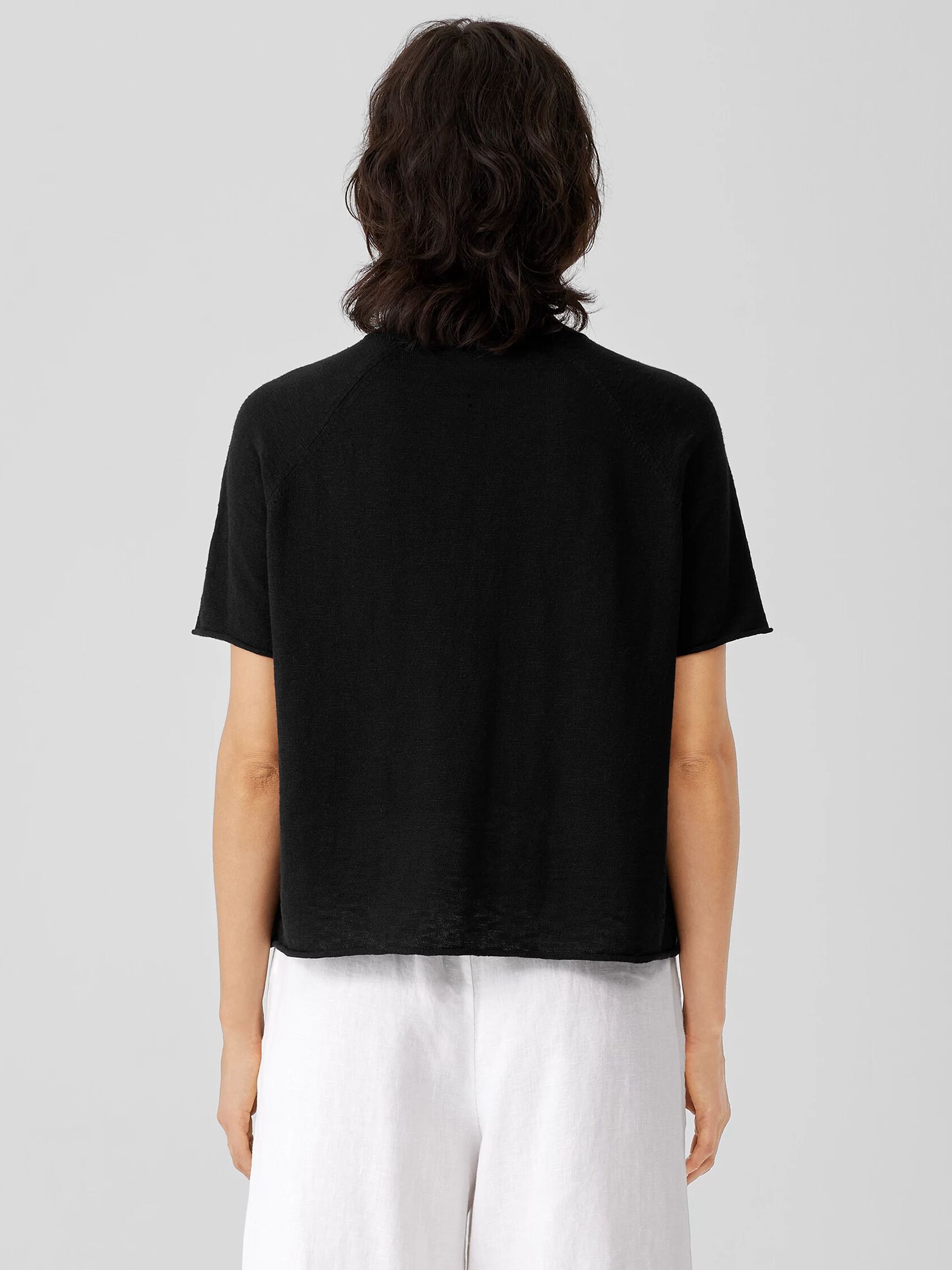 Organic Cotton Linen Slub Funnel Neck Top
