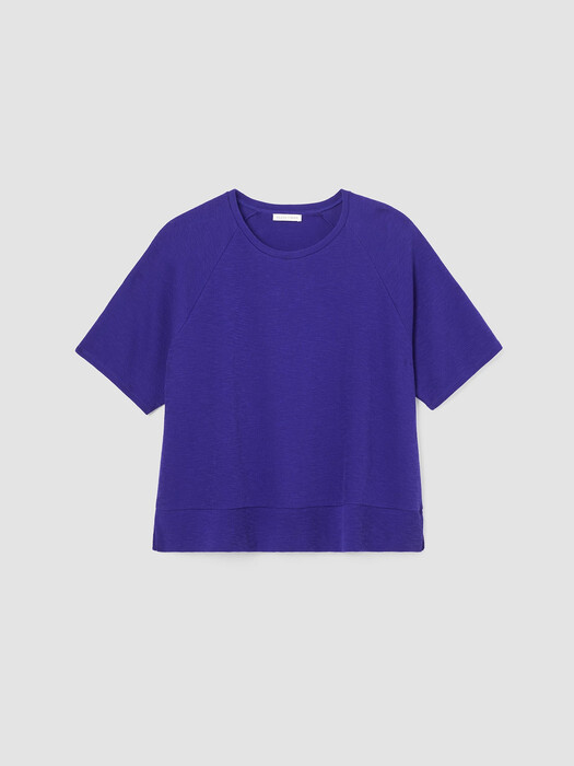 Organic Cotton Slubby Rib Knit Elbow-Sleeve Top