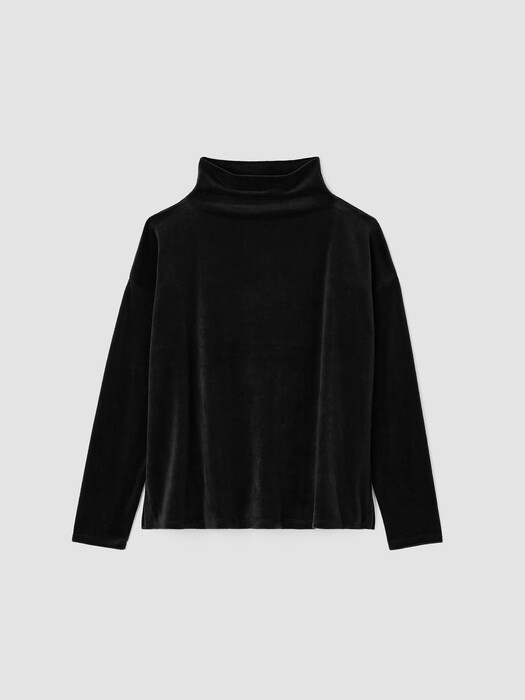 Cotton Velour Funnel Neck Box-Top