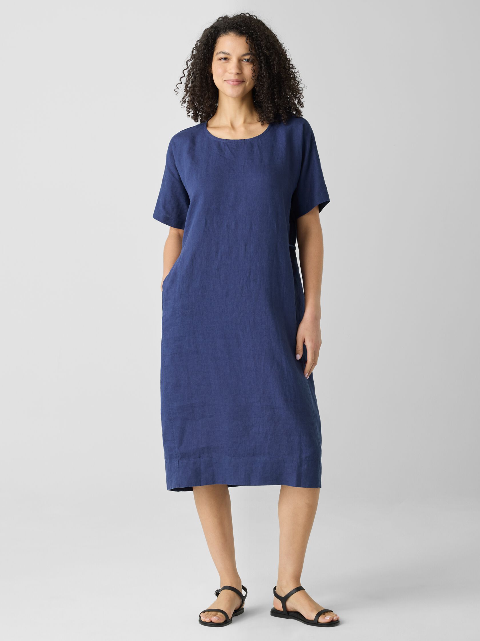 Organic Linen Jewel Neck Dress