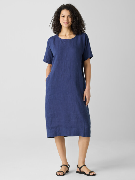 Organic Linen Jewel Neck Dress