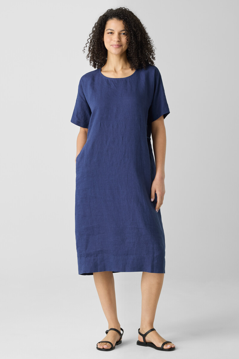Organic Linen Jewel Neck Dress Organic Linen Jewel Neck Dress