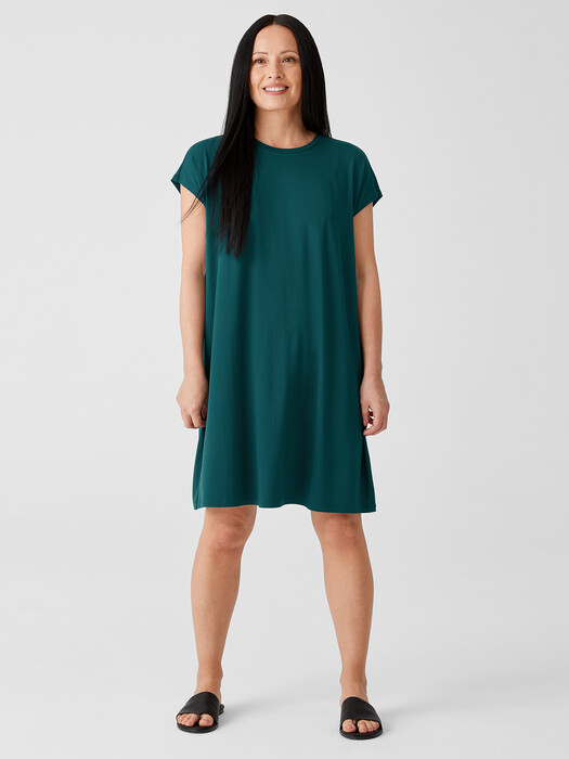 eileen fisher short sleeve knit dress Pima Cotton Stretch Jersey T-Shirt Dress