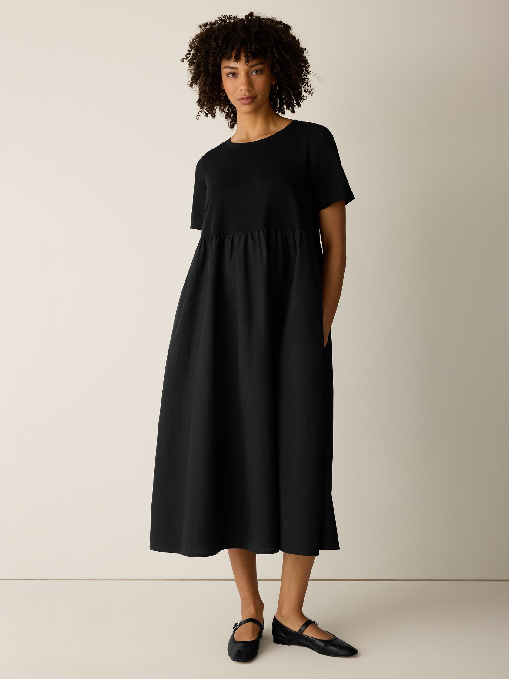 Organic Cotton Poplin Round Neck Dress