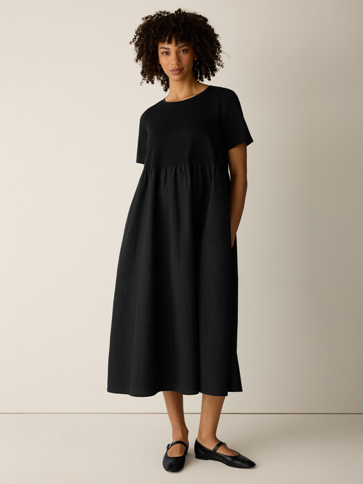 Organic Cotton Poplin Round Neck Dress | EILEEN FISHER Organic Cotton Poplin Round Neck Dress | EILEEN FISHER