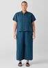 Washed Organic Linen Délavé Band Collar Shirt