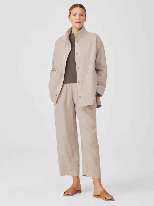 Cotton Hemp Stretch Stand Collar Jacket