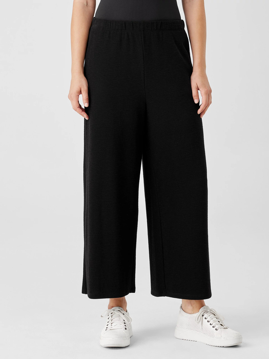 Organic Cotton Slubby Rib Knit Wide-Leg Pant