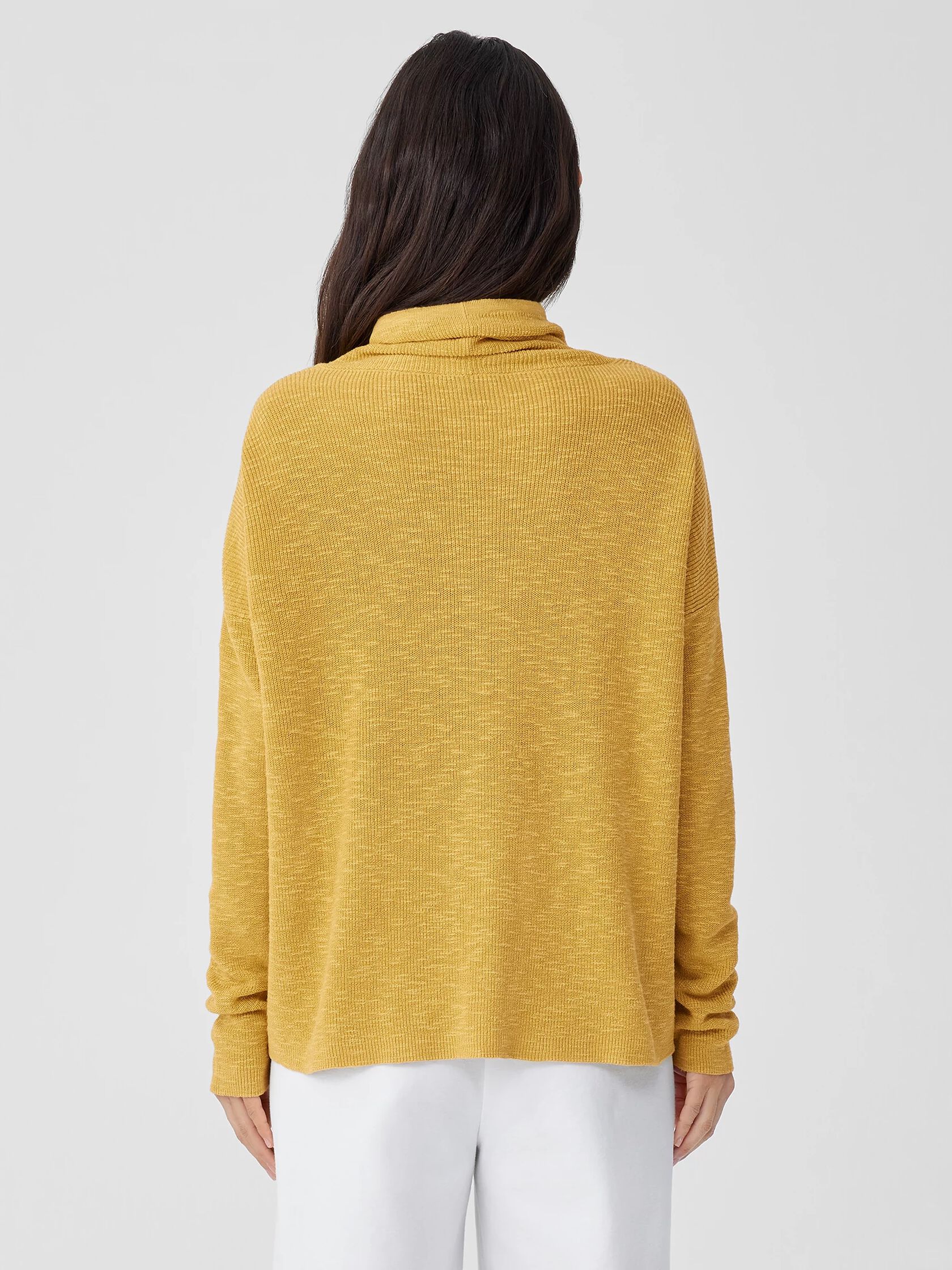 Organic Linen Cotton Slub Funnel Neck Top