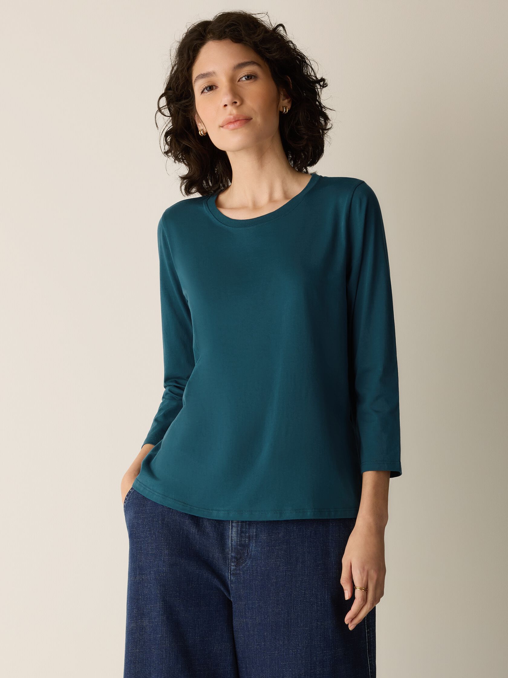 Organic Pima Cotton Jersey 3/4-Sleeve Tee