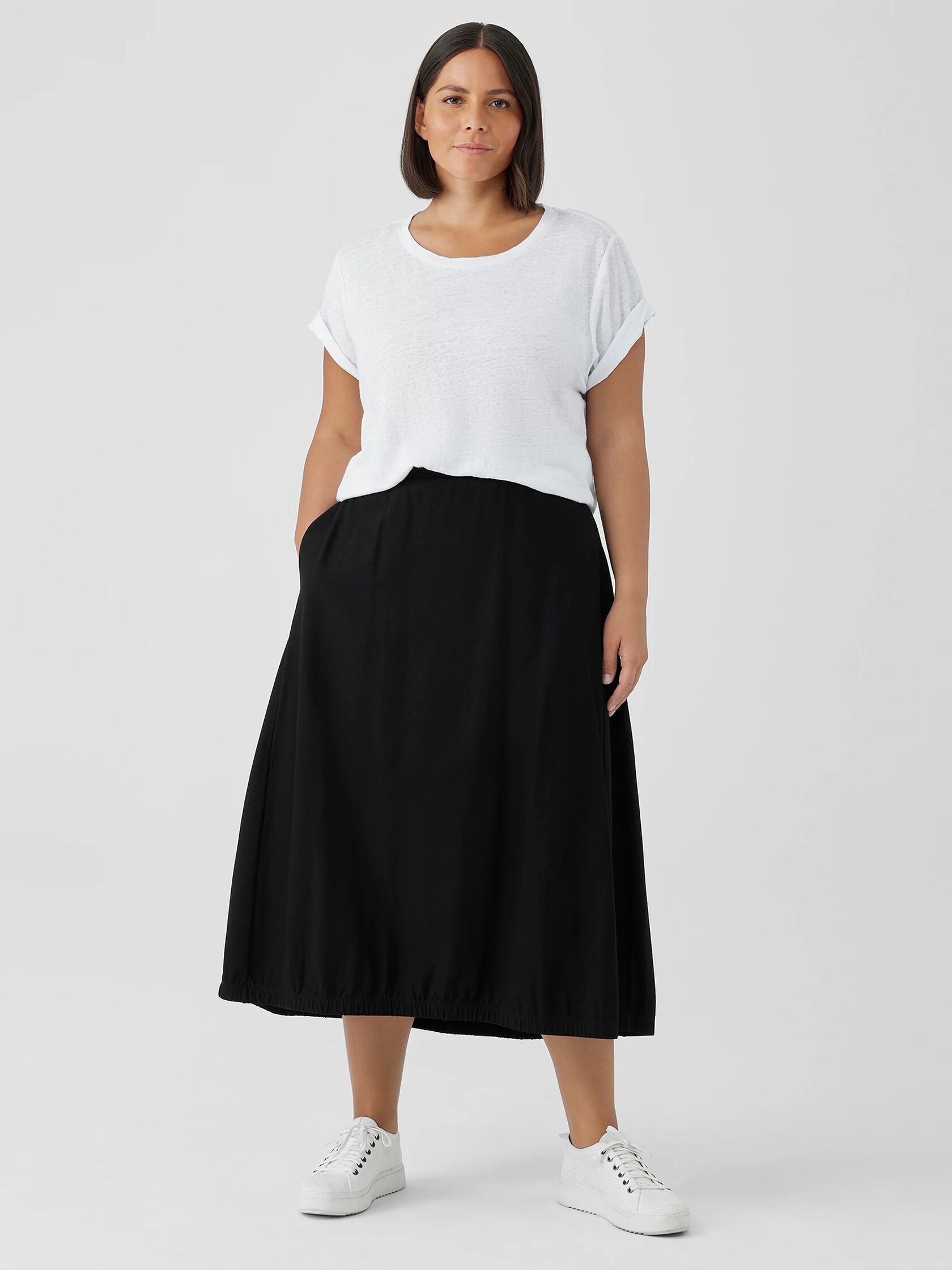 Washable Stretch Crepe Lantern Skirt