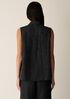 Puckered Organic Linen Grid Sleeveless Shirt