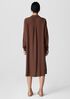 Silk Georgette Crepe Notch Collar Shirtdress