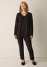 Fine Stretch Jersey Knit V-Neck Long Top