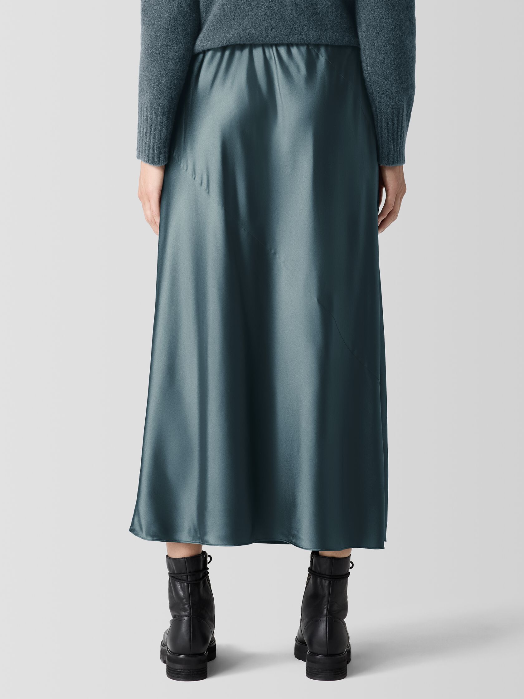 Stretch Silk Charmeuse Bias Skirt
