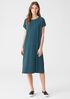 Stretch Silk Jersey Crew Neck Dress