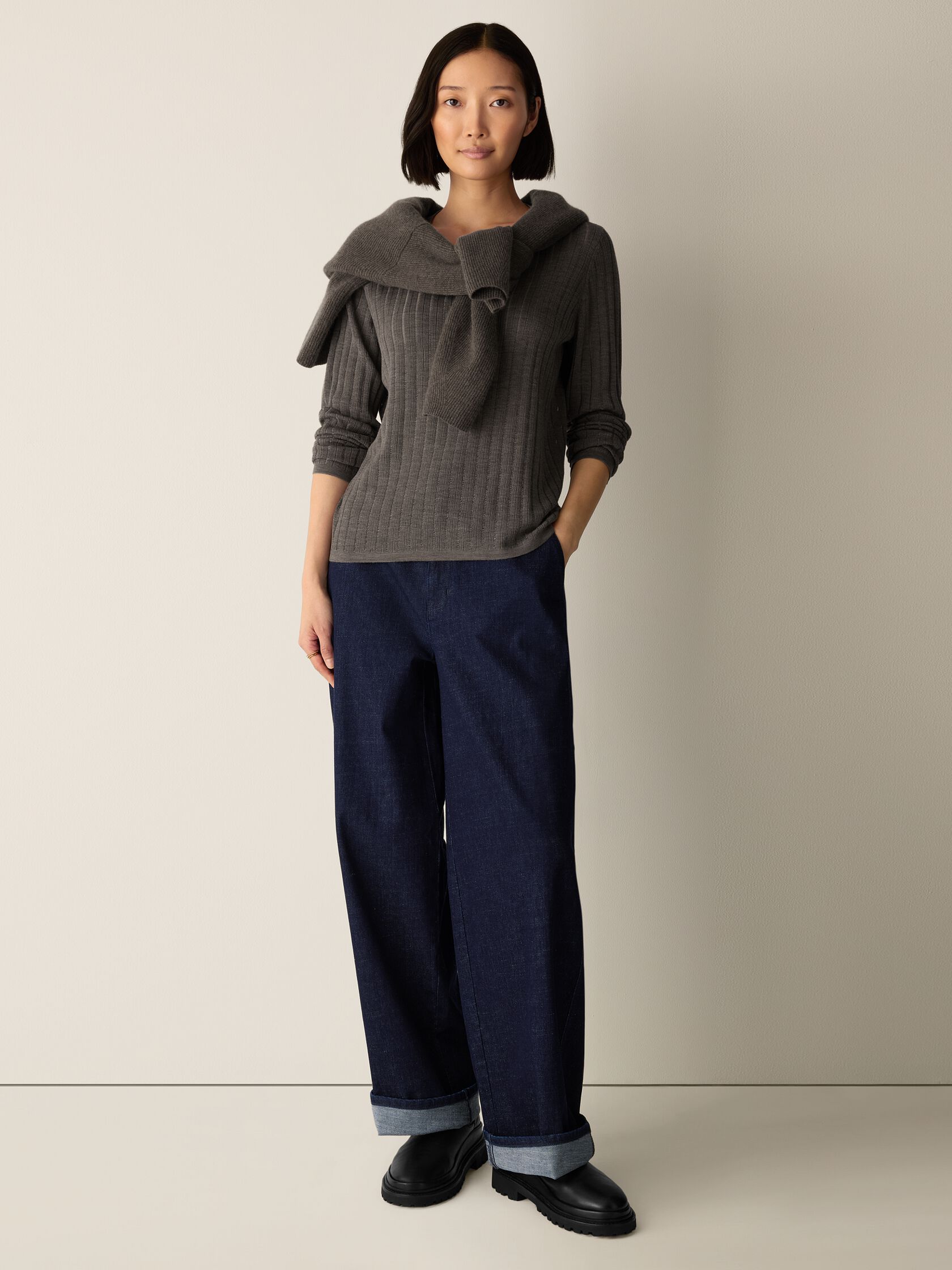 Superfine Merino Crew Neck Top in Regenerative Wool