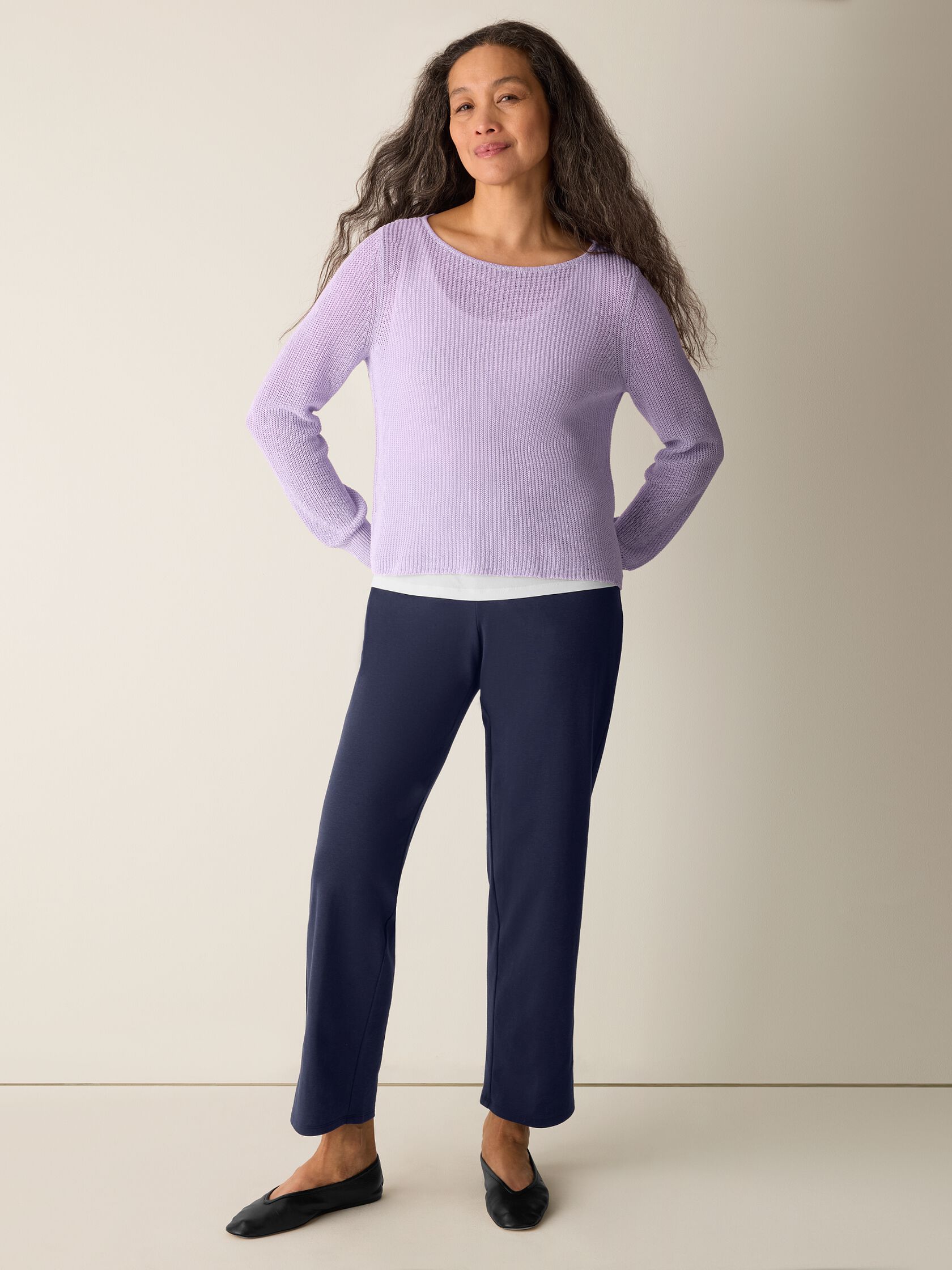 Cotton Silk Cord Ballet Neck Top