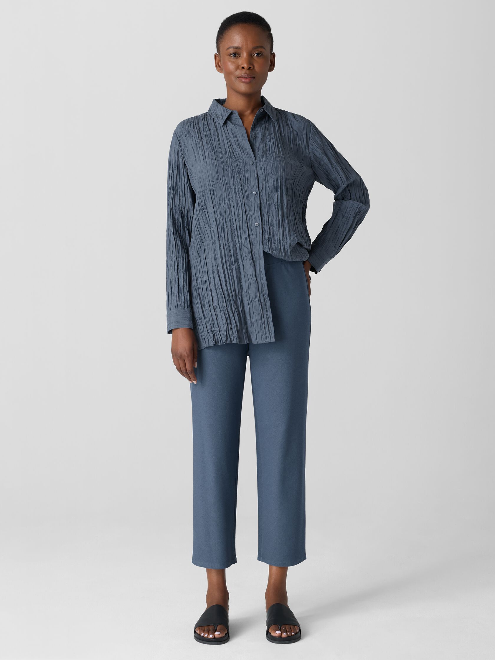 Washable Stretch Crepe Straight Pant