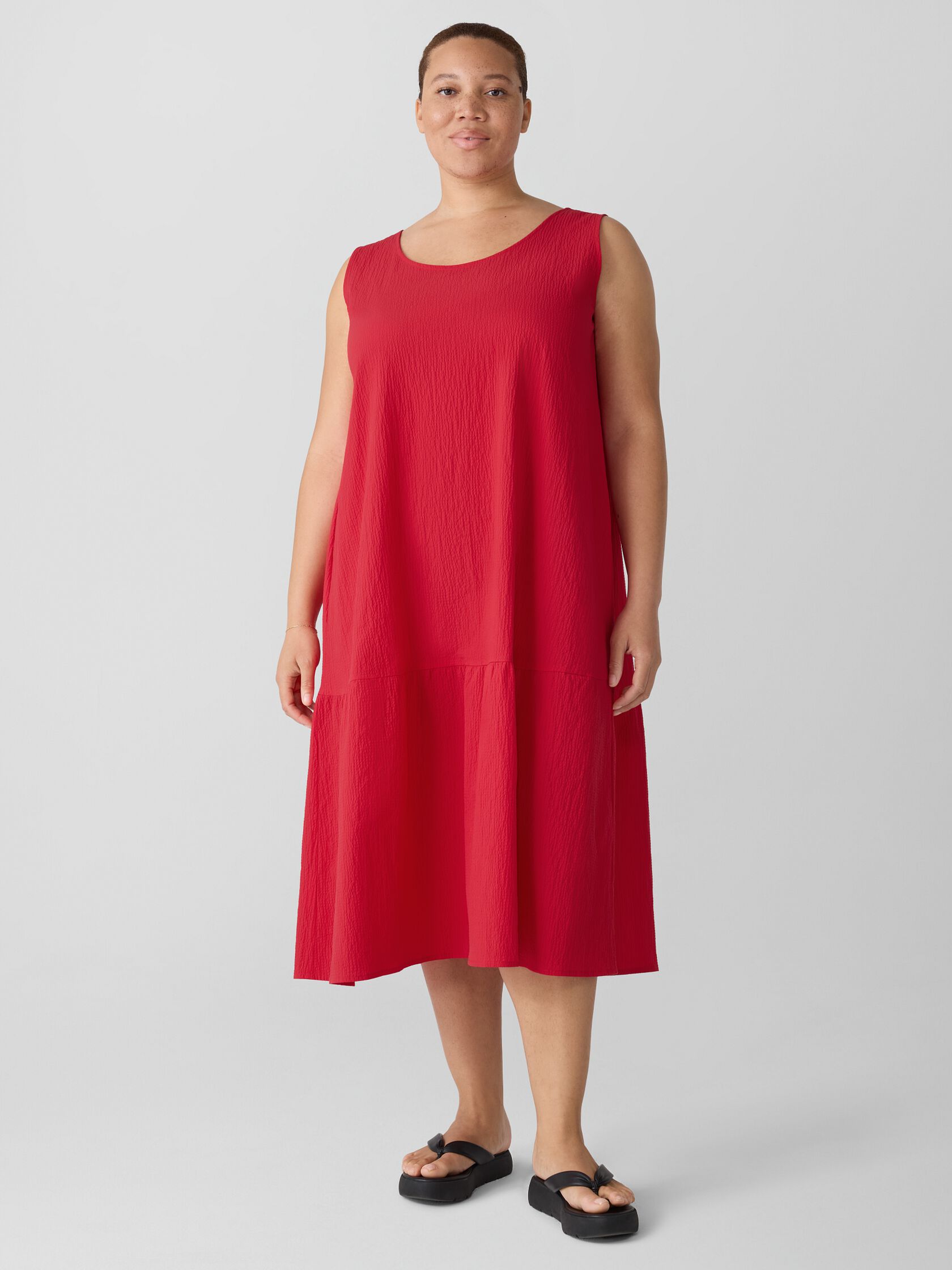 Organic Cotton Pucker Tiered Dress