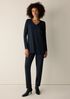 Fine Stretch Jersey Knit V-Neck Long Top
