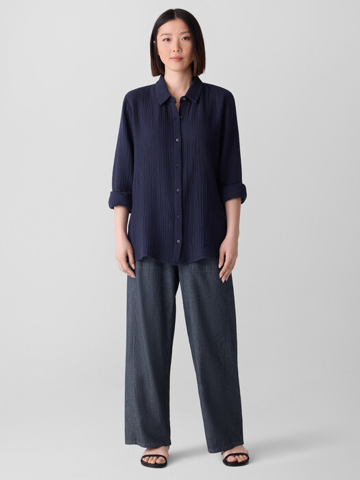 Airy Organic Cotton Twill Wide-Leg Pant