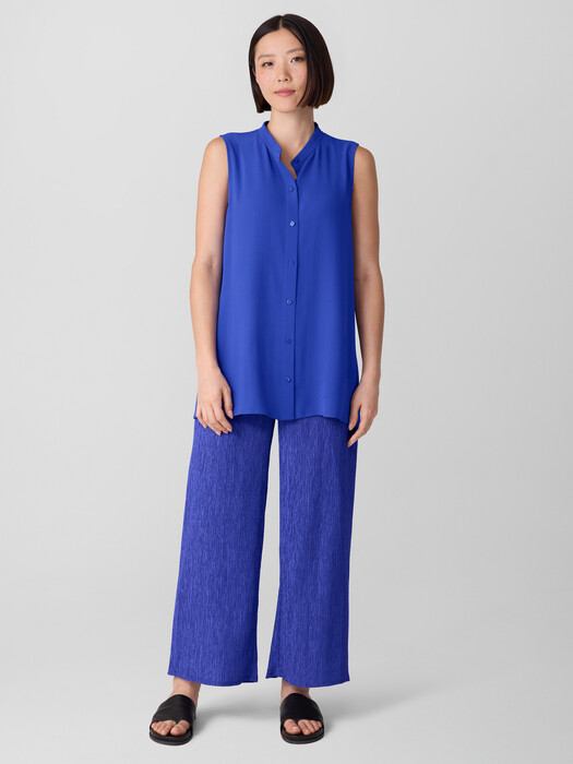 Woven Plissé Wide-Leg Pant