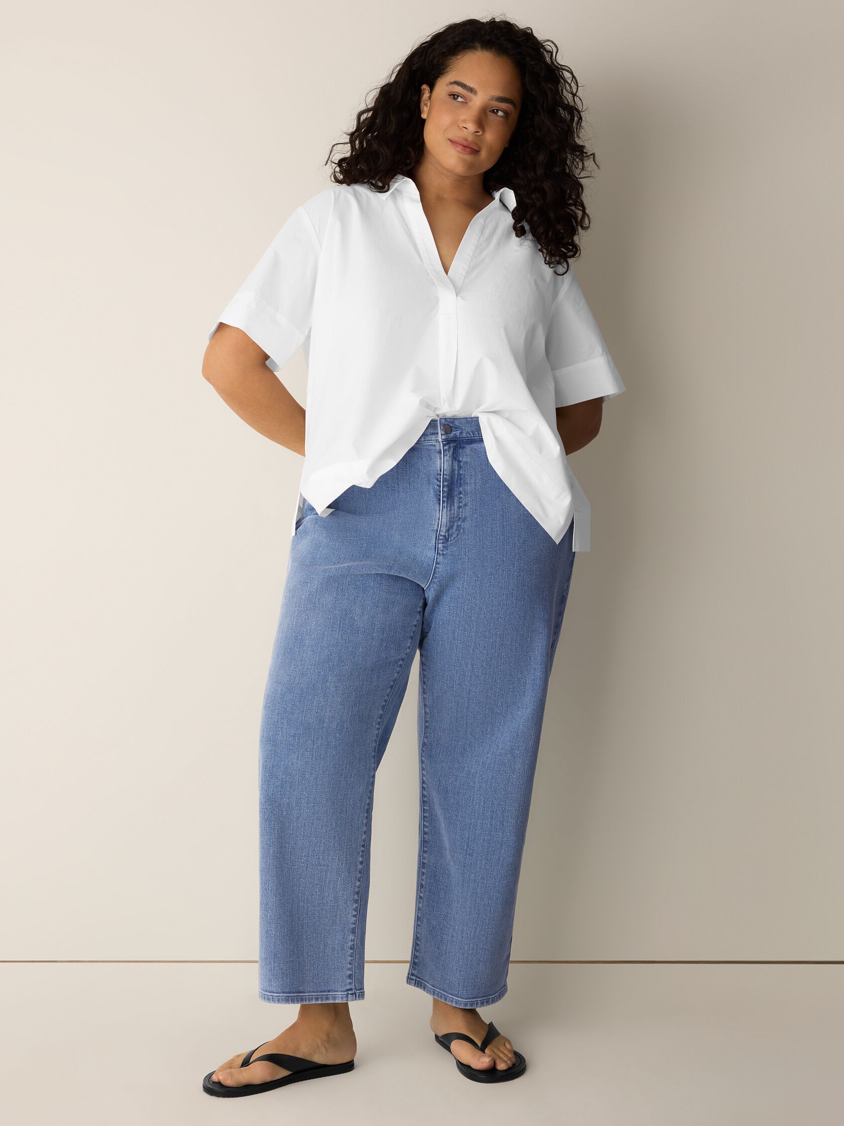 Cotton Stretch Denim Straight Jean