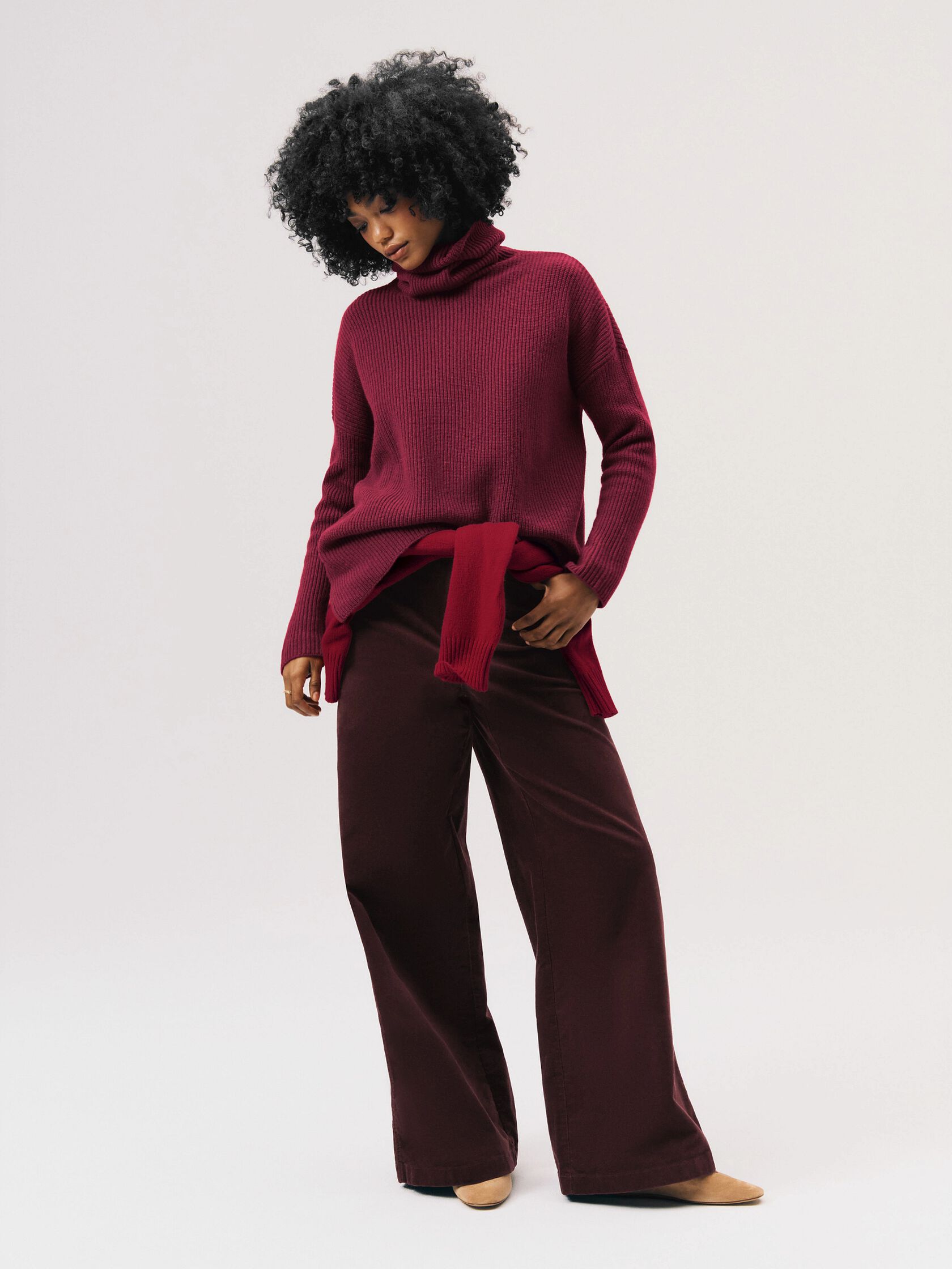 Brushed Organic Cotton Wide-Leg Pant