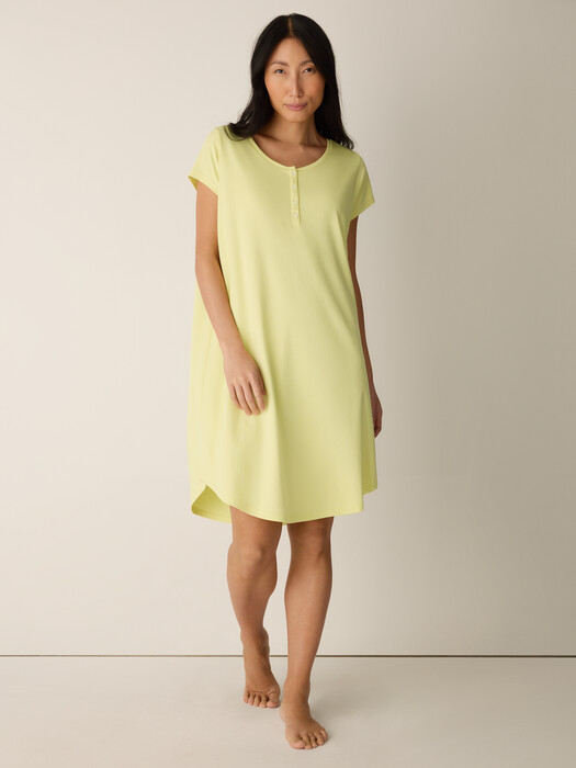 Organic Cotton Interlock Henley Sleep Dress | EILEEN FISHER Organic Cotton Interlock Henley Sleep Dress | EILEEN FISHER