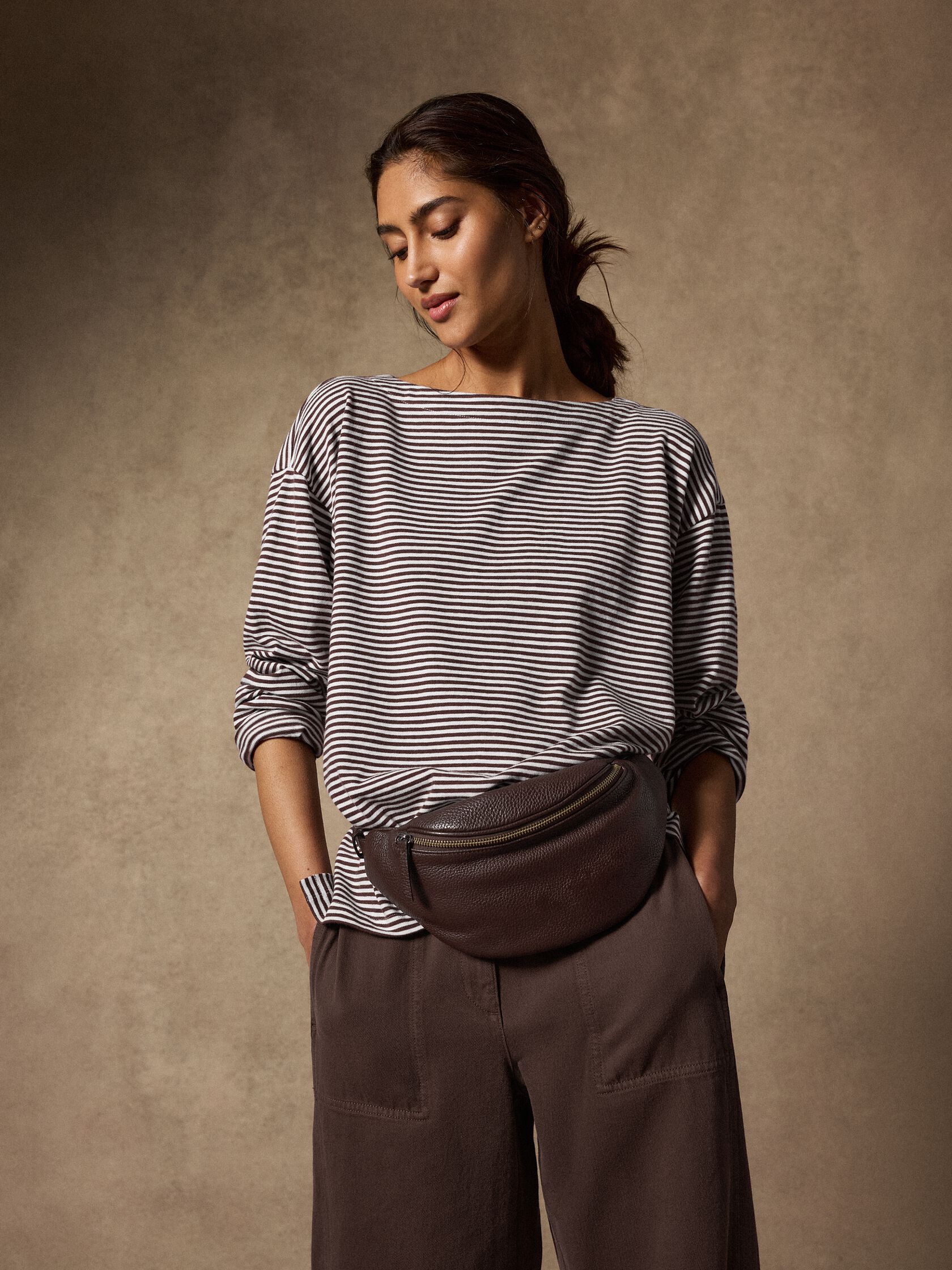 Striped Organic Cotton Slub Bateau Neck Top