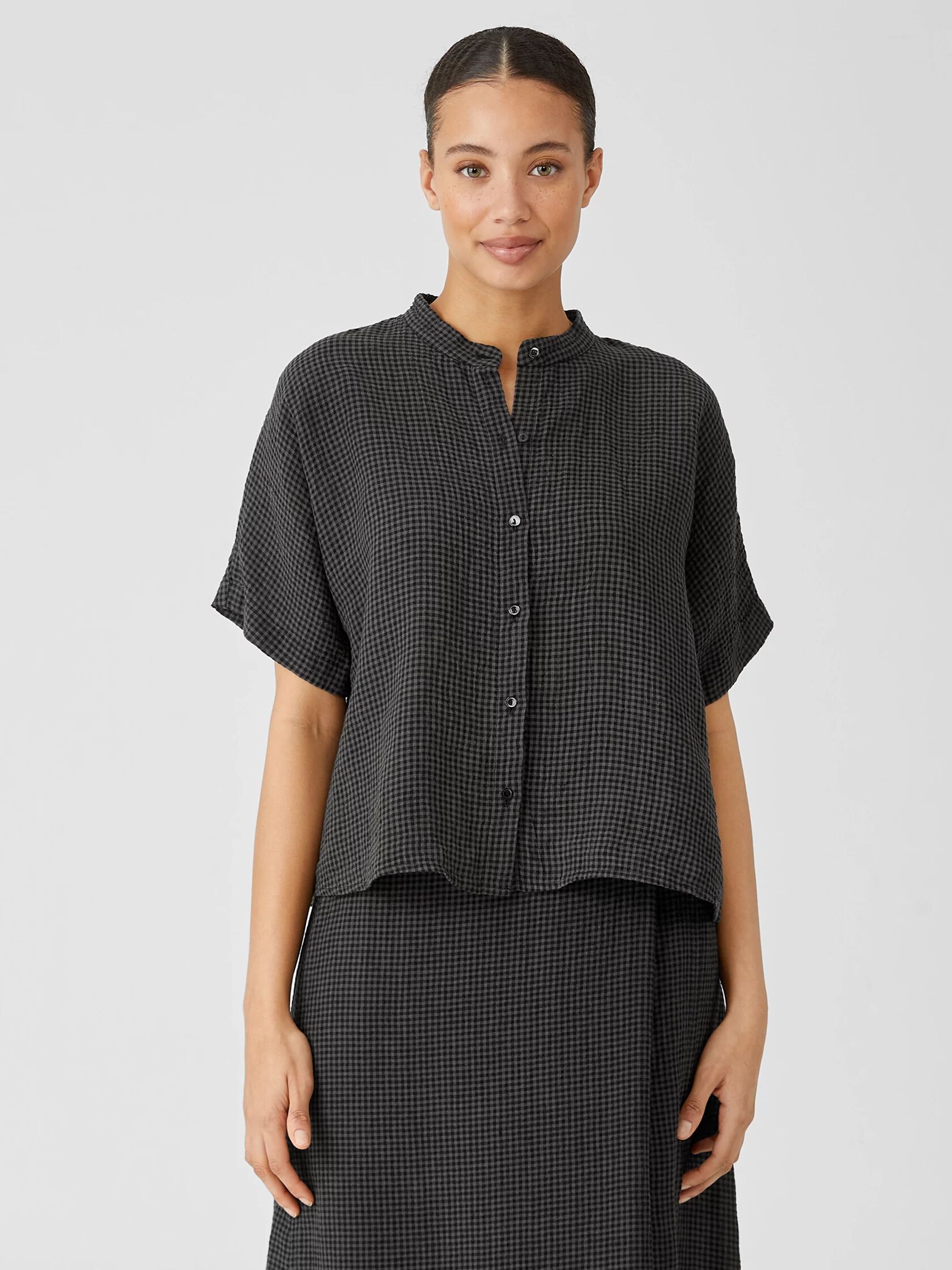 Puckered Organic Linen Short-Sleeve Shirt