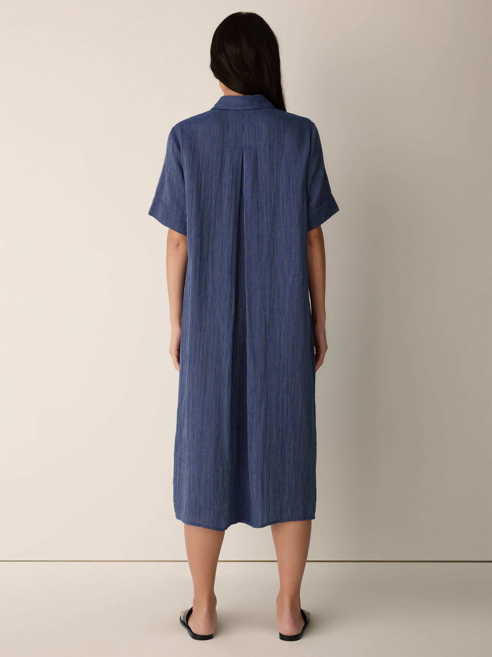 Striped Organic Cotton Gauze Shirtdress