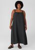 Puckered Organic Linen Square Neck Dress
