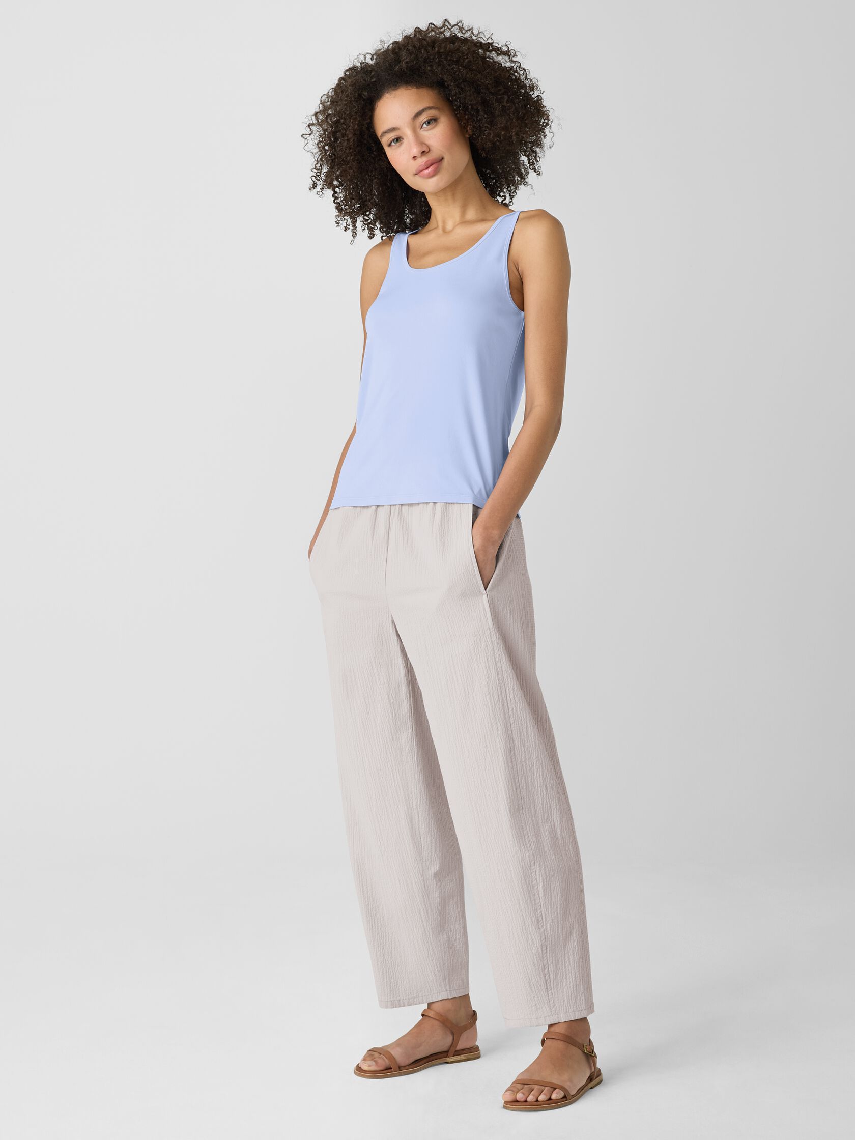 Stretch Silk Jersey Scoop Neck Tank