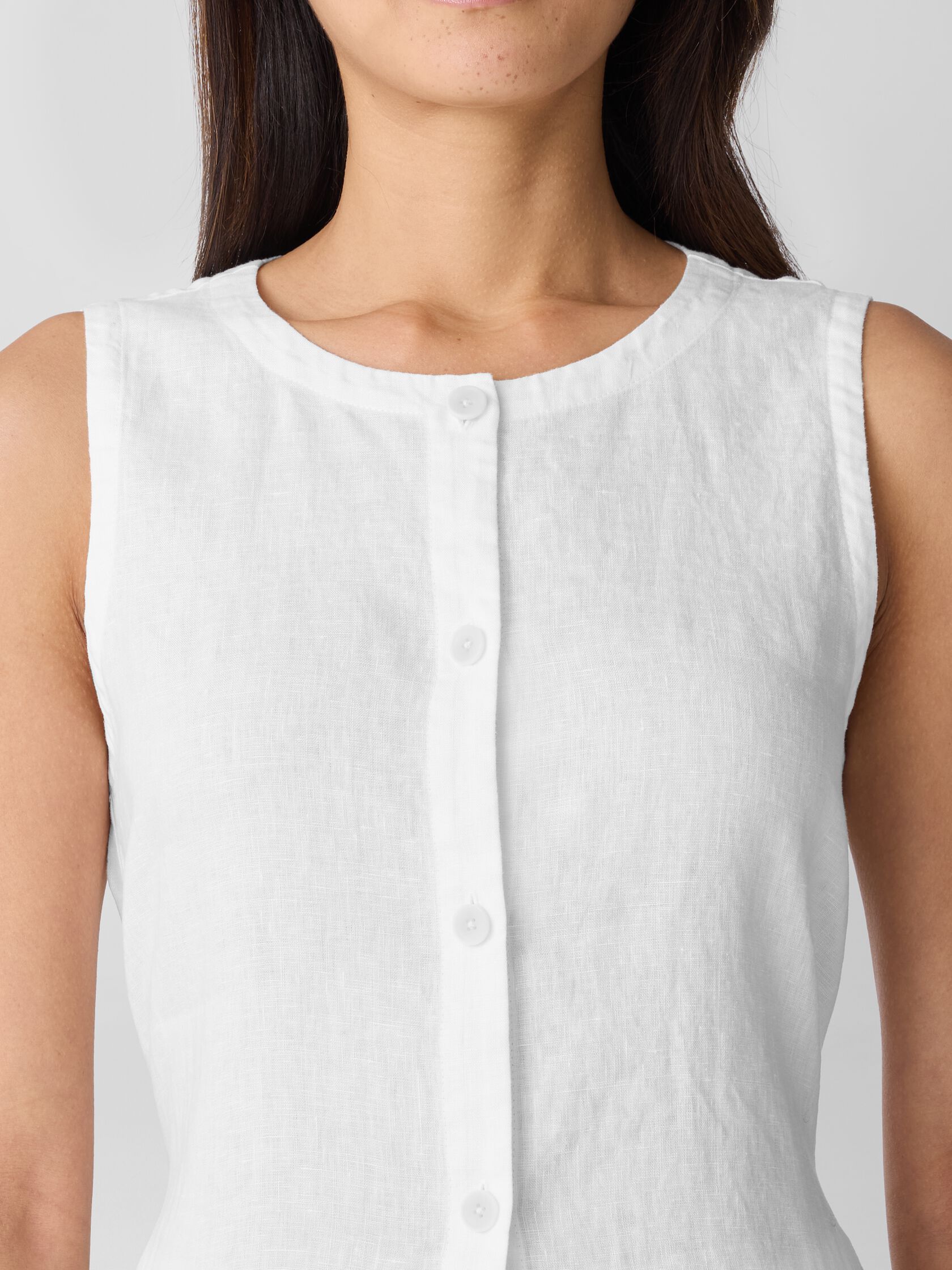 Organic Linen Round Neck Long Vest