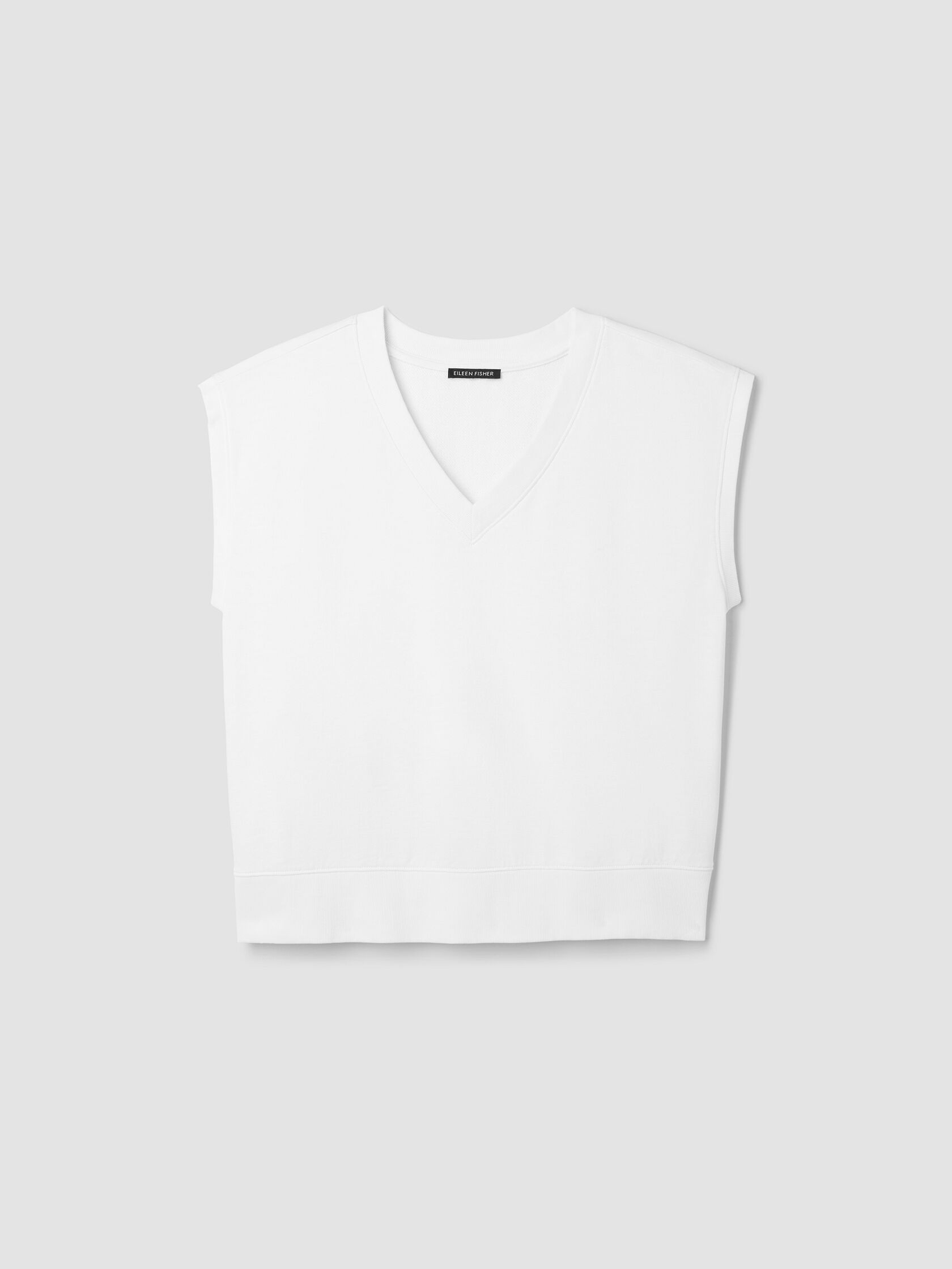 Garment-Dyed Organic Cotton Terry V-Neck Top