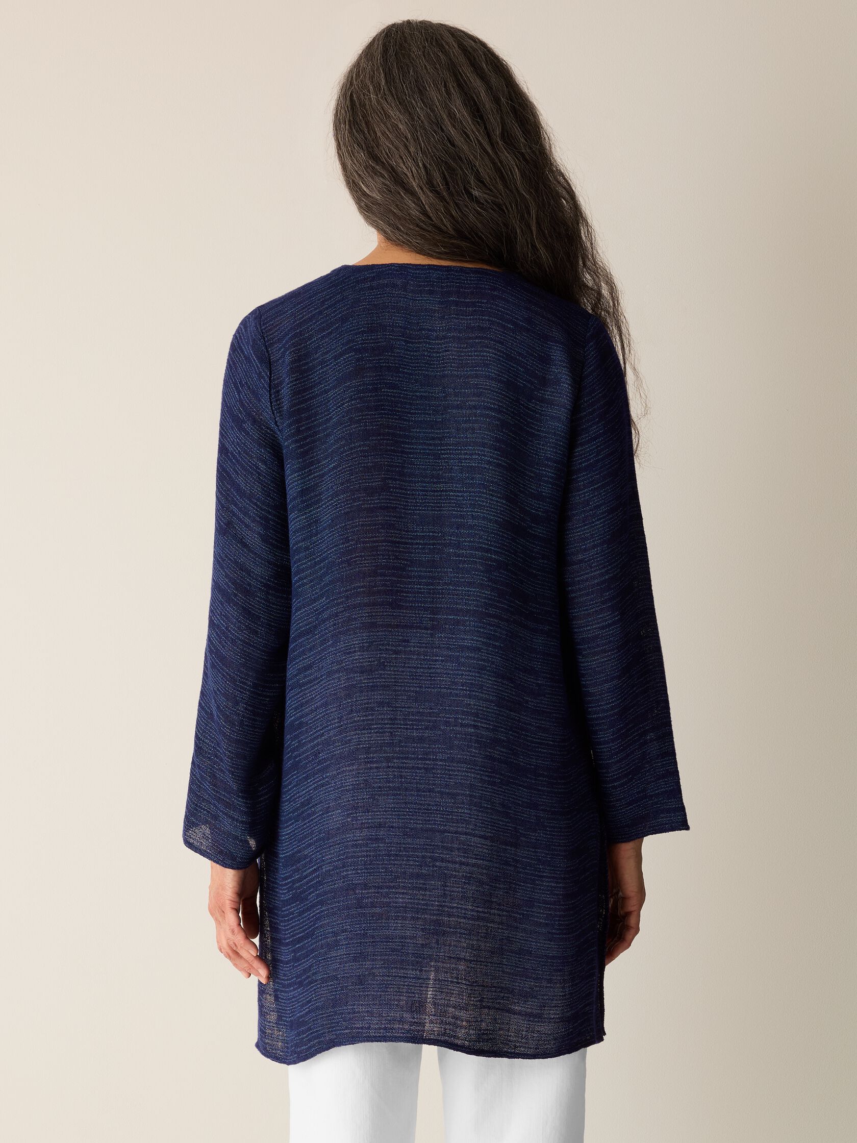 Linen Gauze Strata V-Neck Long Top