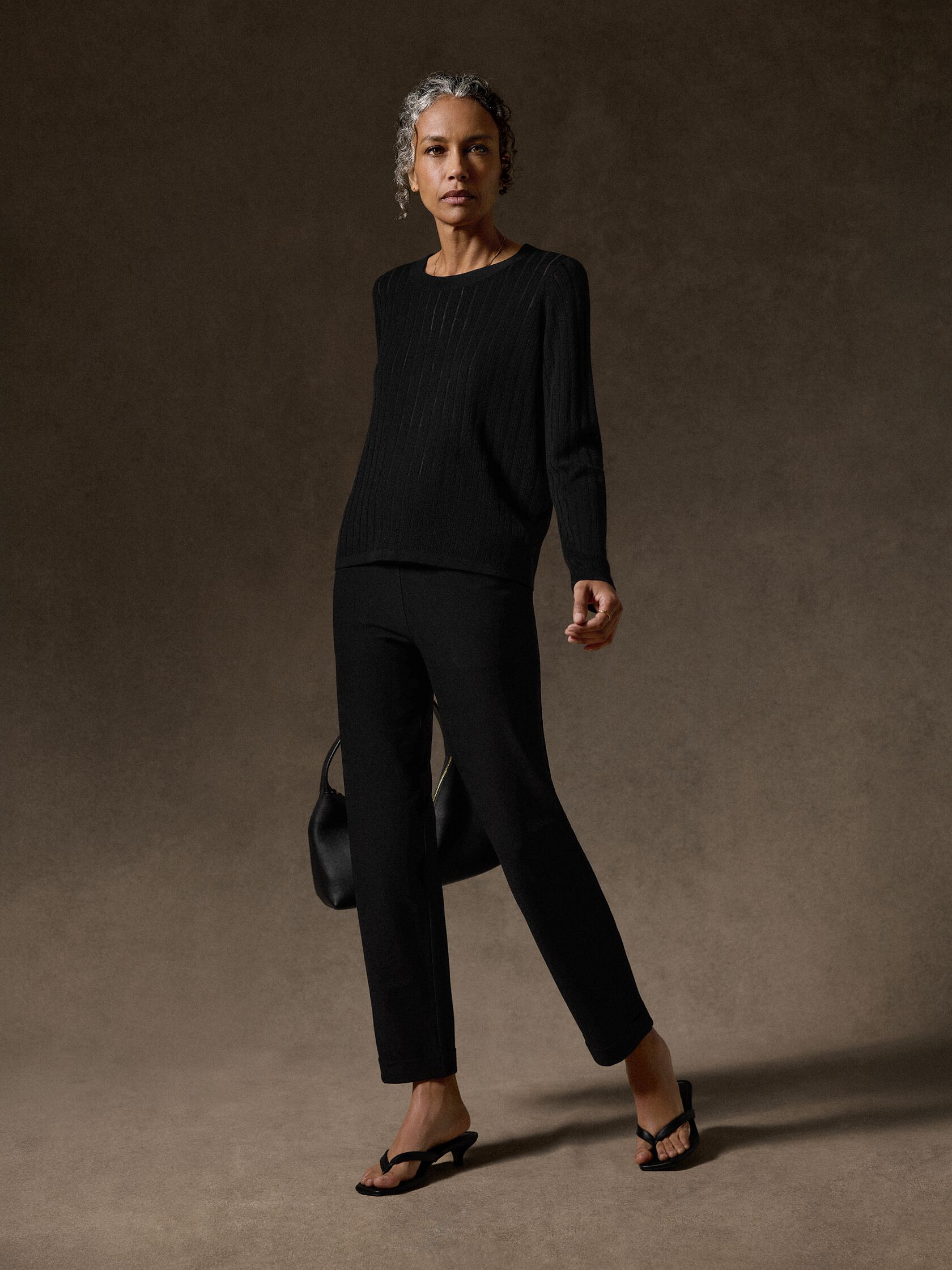 Washable Stretch Crepe Cuffed Pant