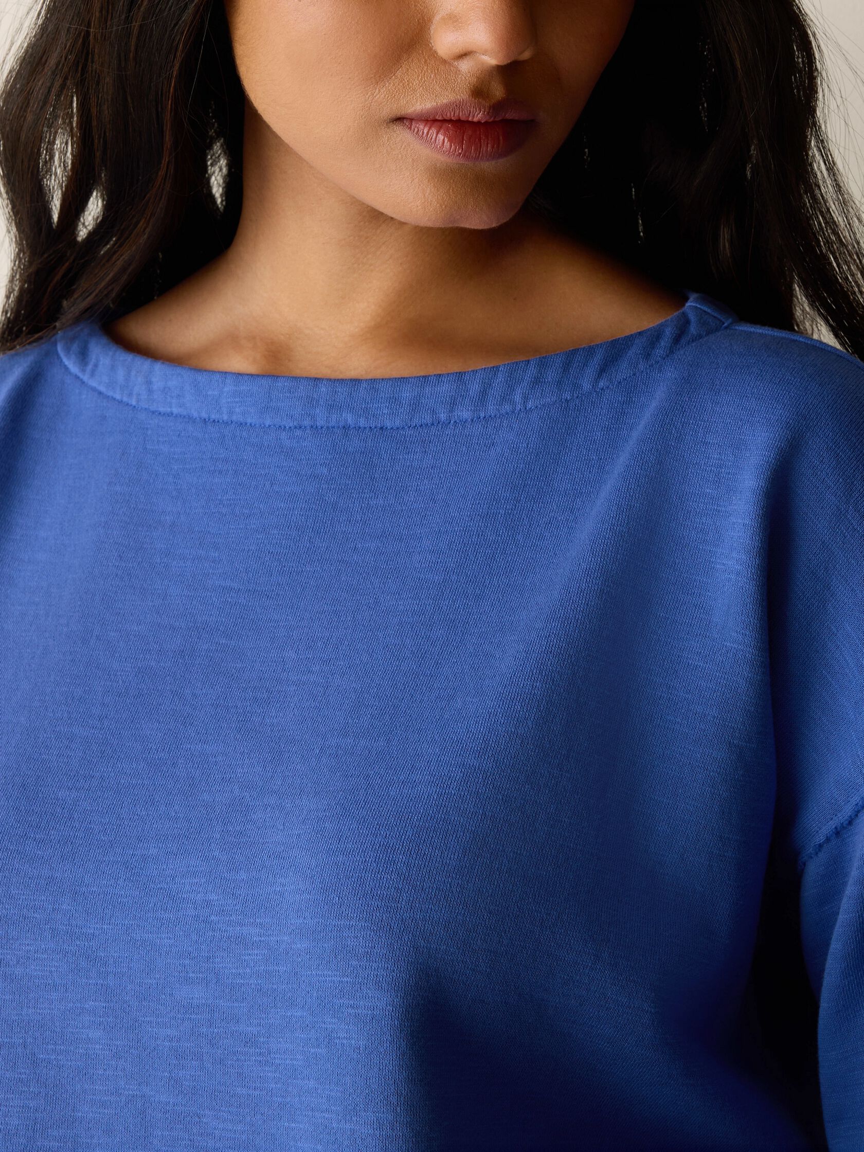 Garment-Dyed Organic Cotton Terry Bateau Neck Box-Top