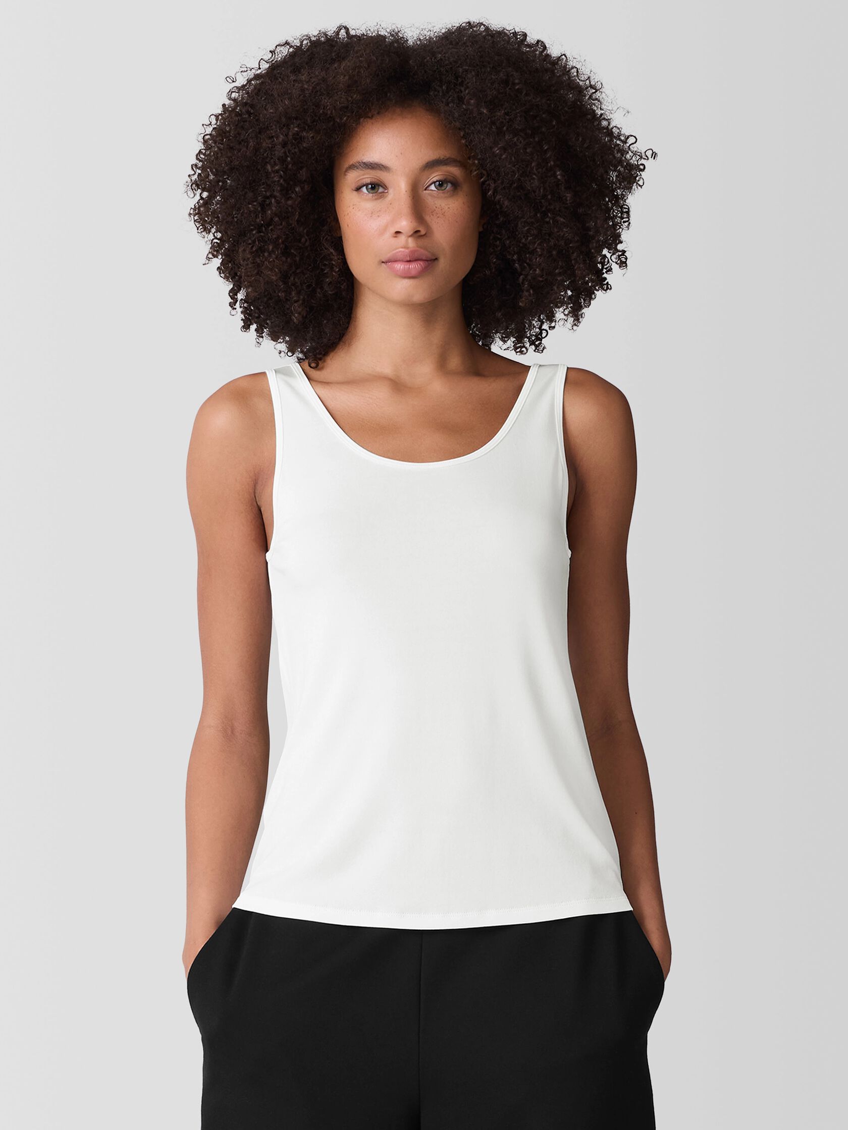 Stretch Silk Jersey Scoop Neck Tank