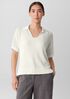 Cotton Silk Cord Split Neck Top